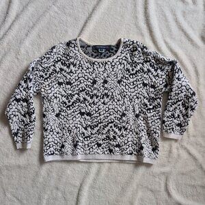French Connection Black & White Quilted Textured Pullover Sweater S